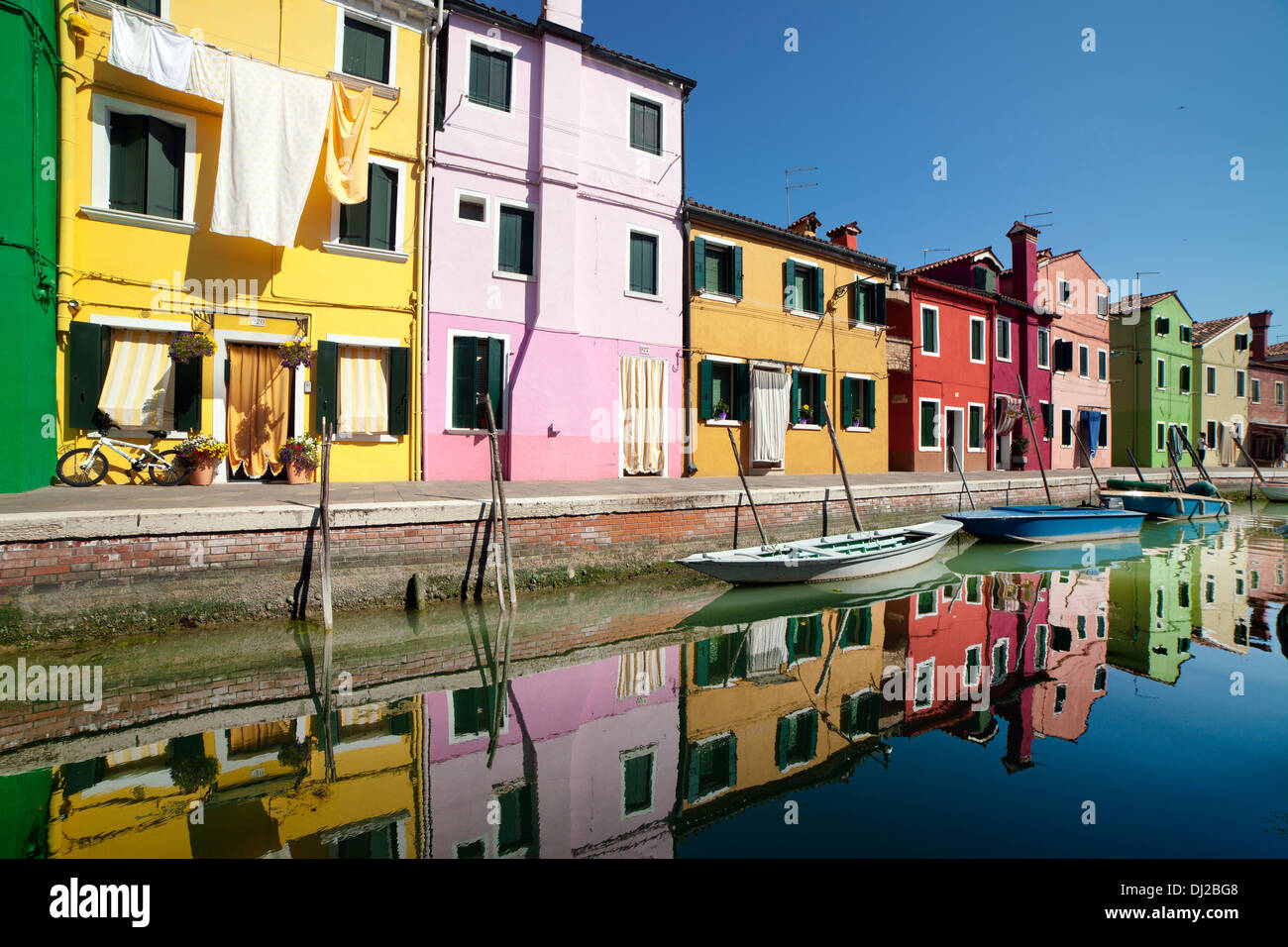 Burano, Venice - Colourful houses Stock Photo