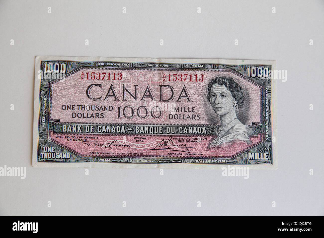 Canada 1954 One Thousand bill currency 1000 dolla Stock Photo