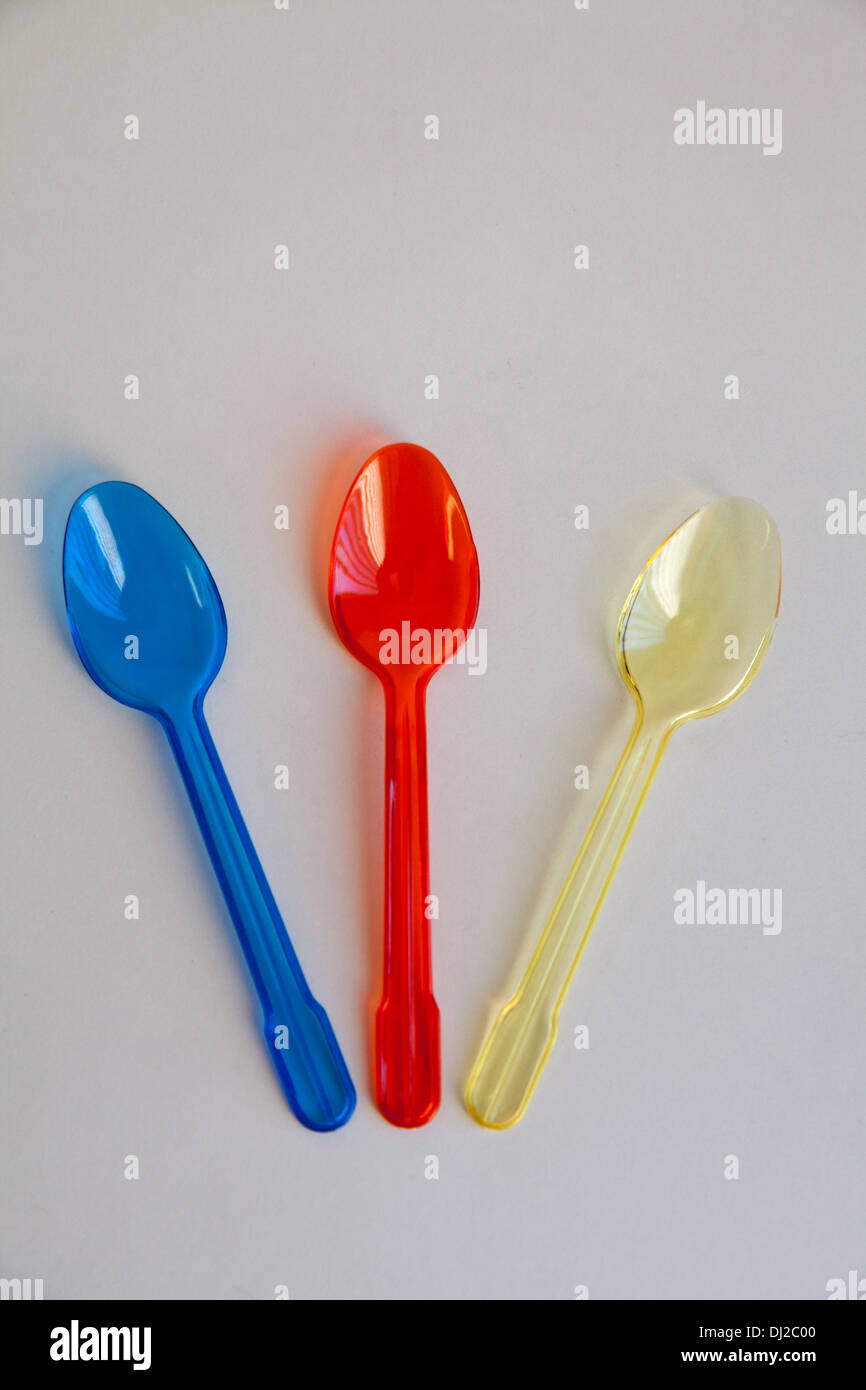 Plastic spoon spoons eat eating Stock Photo Alamy