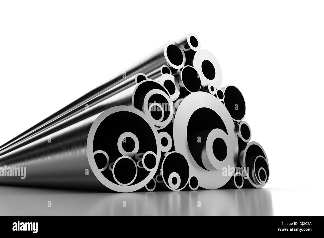Stack metal stainless steel pipes Black and White Stock Photos & Images ...