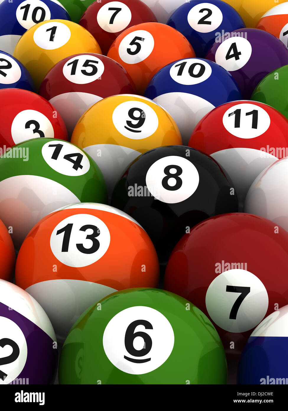 Background with Billiard Balls (Computer generated image Stock Photo