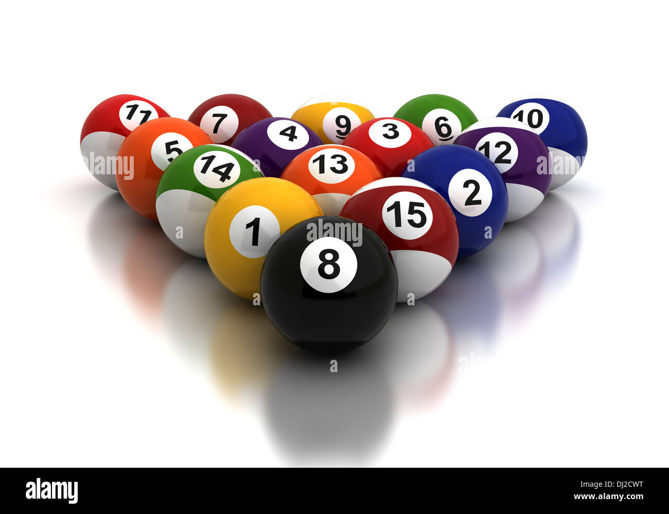 Billiards Balls on white background generated image Stock