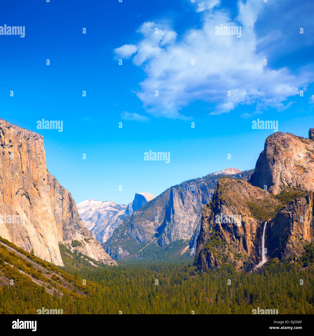 Yosemite el Capitan and Half Dome in California National Parks US Stock Photo