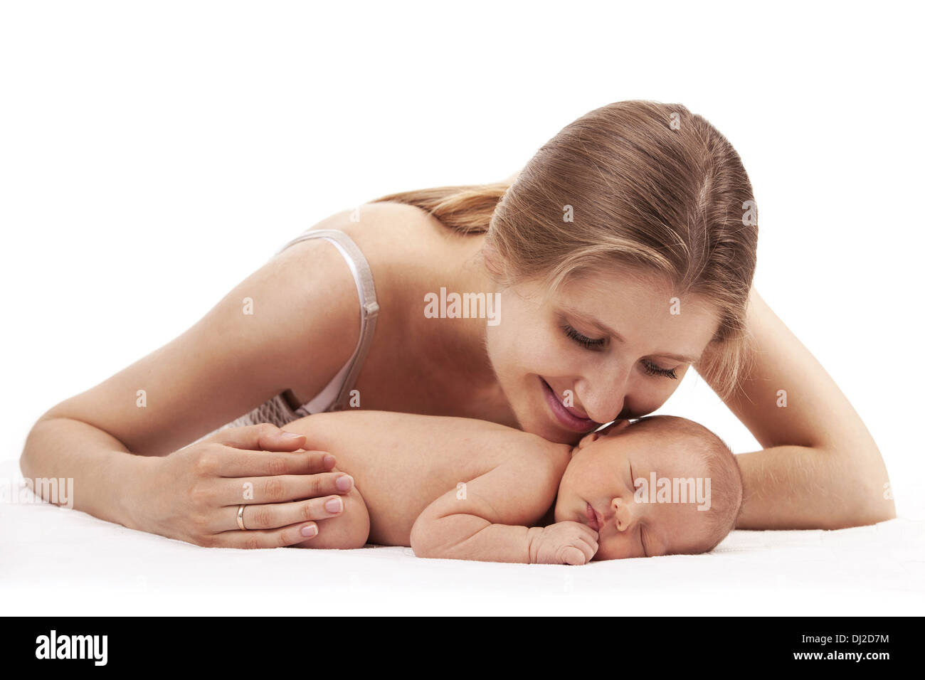 Portrait of young mother and newborn son Stock Photo