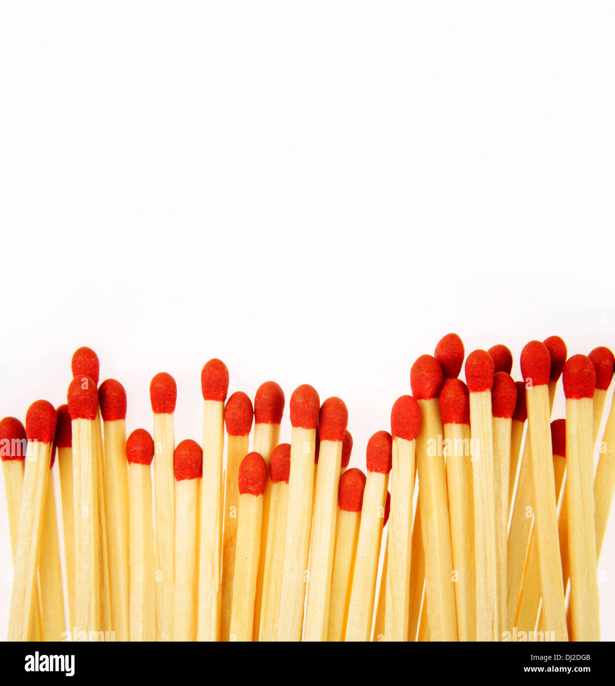 Pile of matchsticks on white Stock Photo