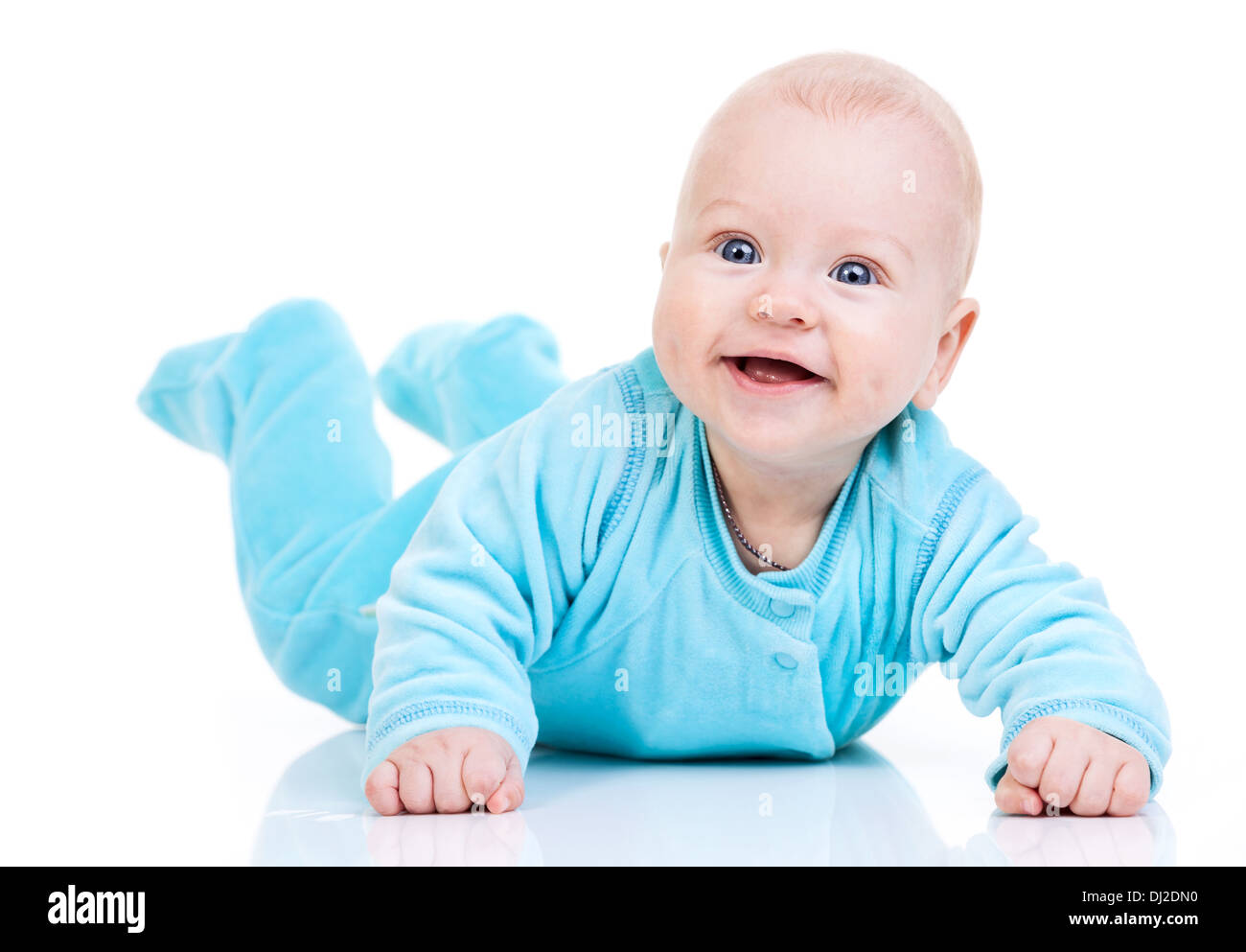 Happy baby boy over white background Stock Photo