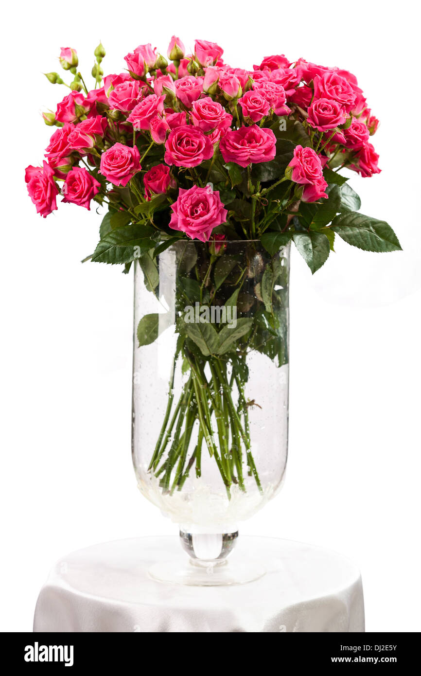 Bouquet of pink roses over white background Stock Photo - Alamy