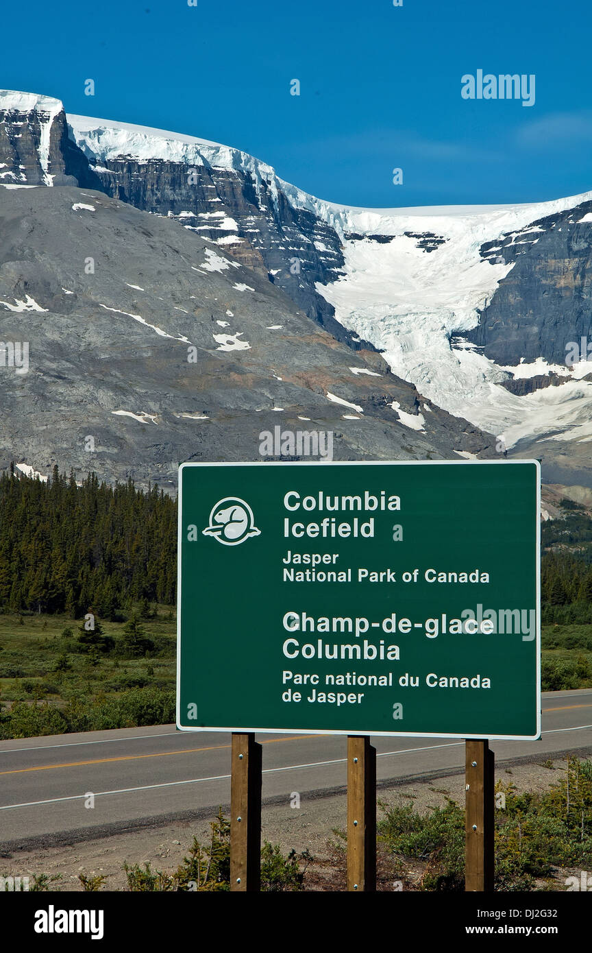 Columbia ice-field sign Alberta, Canada Stock Photo