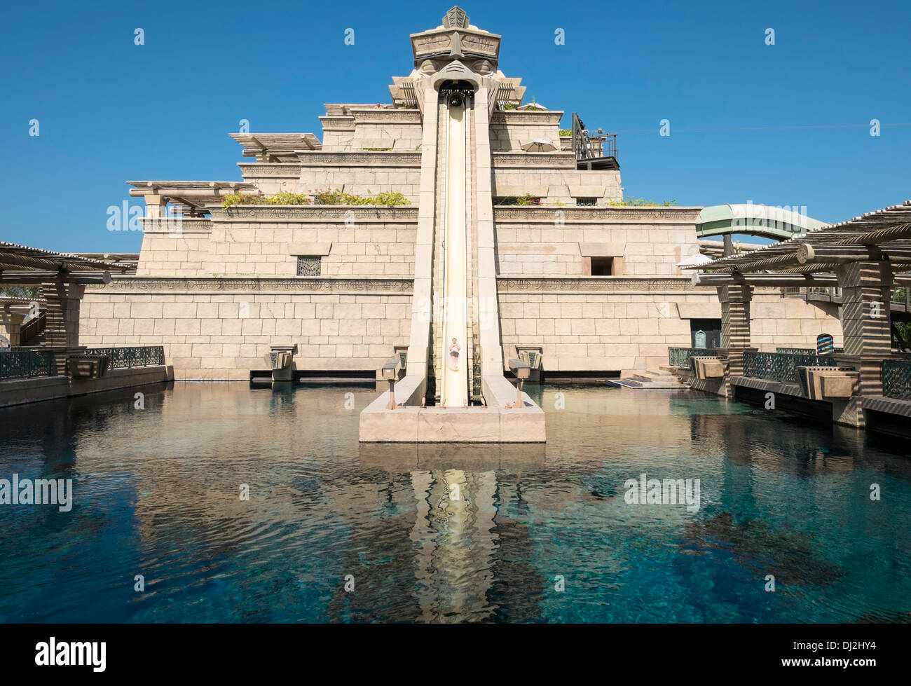 Leap of Faith waterslide at Aquaventure water park at the Atlantis Hotel on The Palm island in Dubai United Arab Emirates Stock Photo