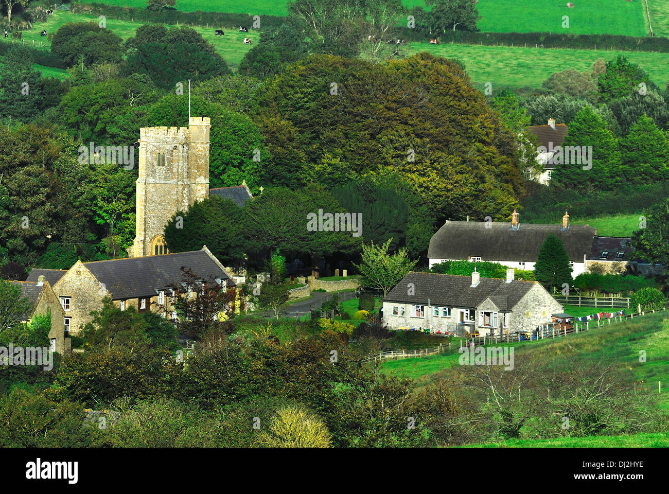 A view of the village of Askerswell Dorset UK Stock Photo