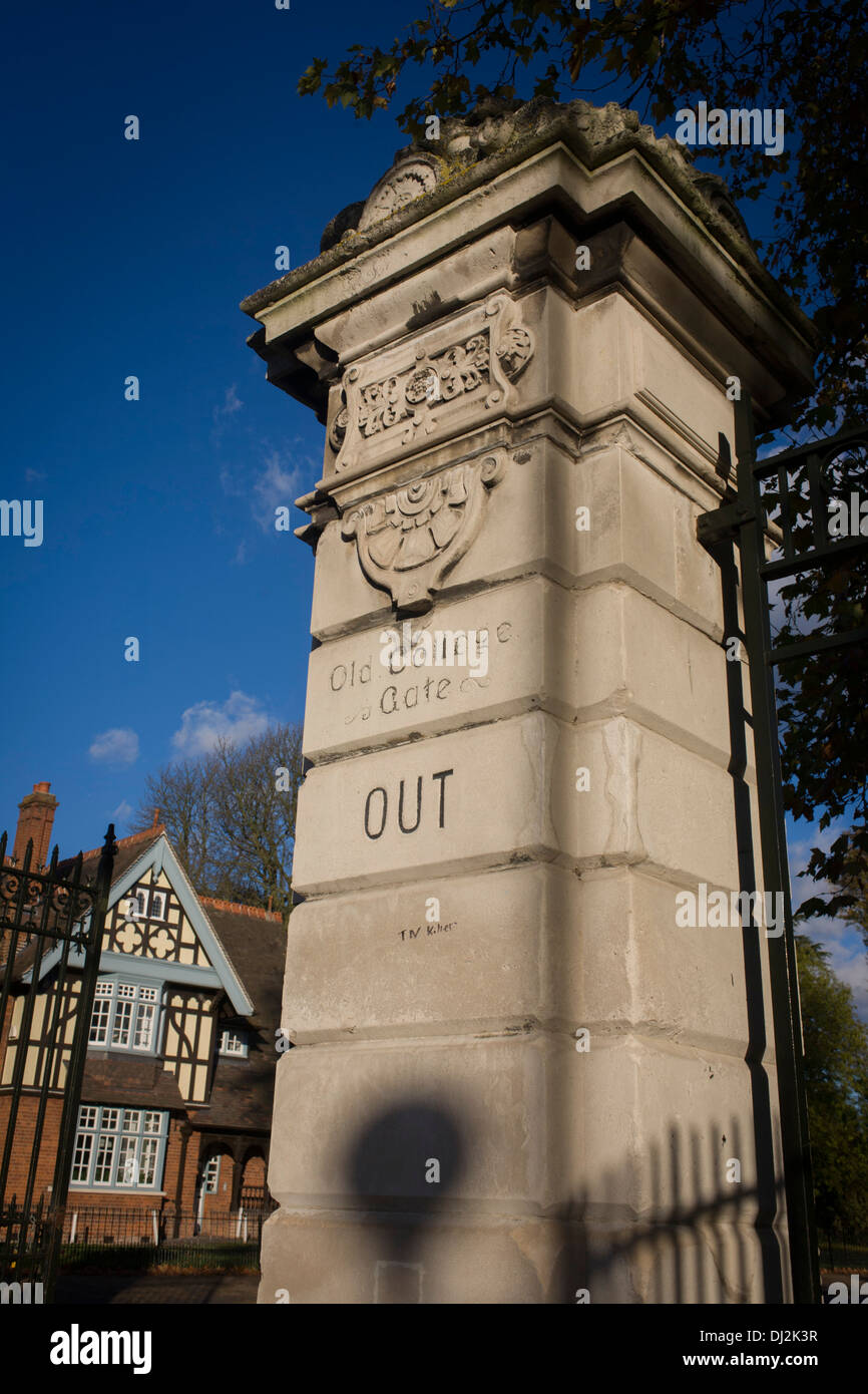 The entrance/exit pillar and gate to Dulwich Park in the south London borough of Southwark. Stock Photo