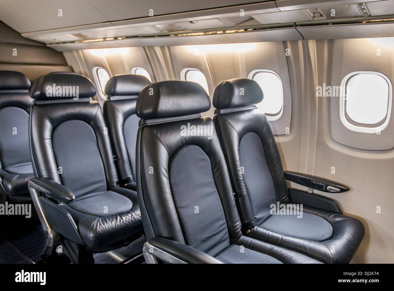 Leather seating inside cabin of a luxury jet Concorde Stock Photo - Alamy