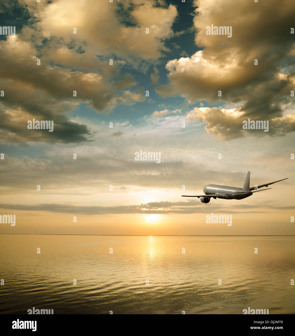 Gold sun over water flying hi-res stock photography and images - Alamy