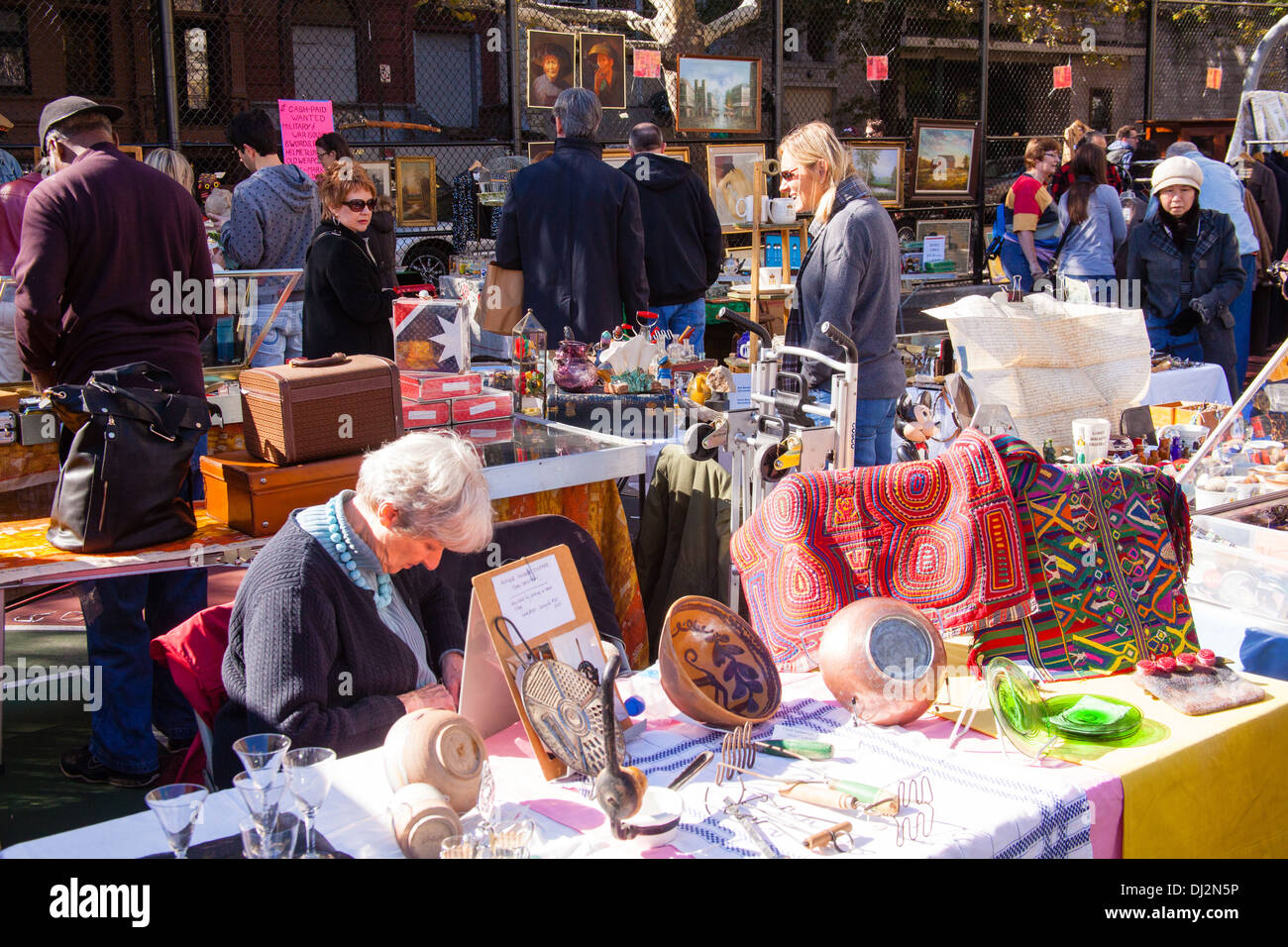 GreenFlea flea market, Upper West Side of Manhattan, New York City, United States of America. Stock Photo