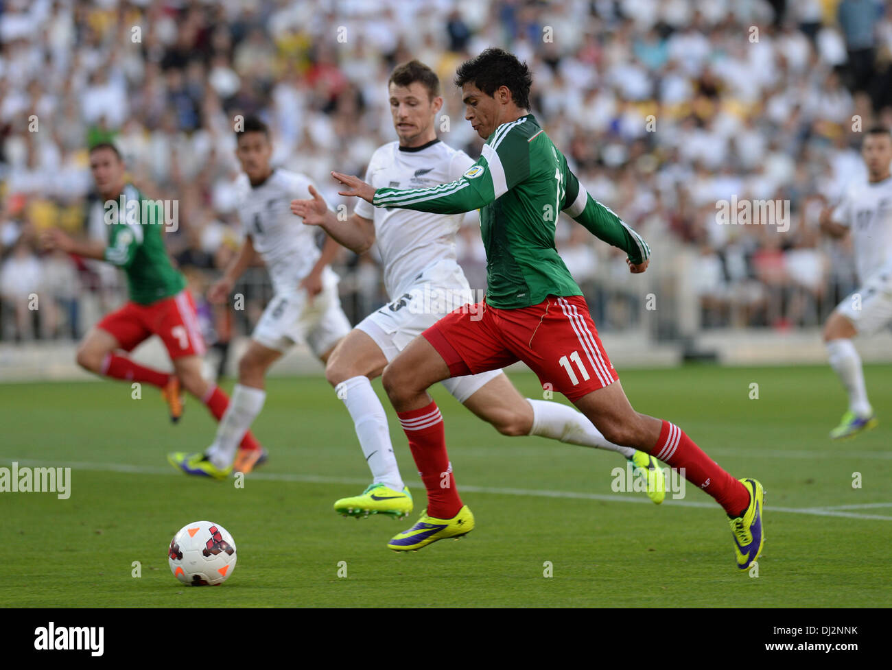 Wellington, New Zealand. 20th Nov, 2013. Raul Jimenez in action during the FIFA Football World Cup Qualifier 2nd Leg match. New Zealand All Whites v Mexico. Credit:  Action Plus Sports/Alamy Live News Stock Photo
