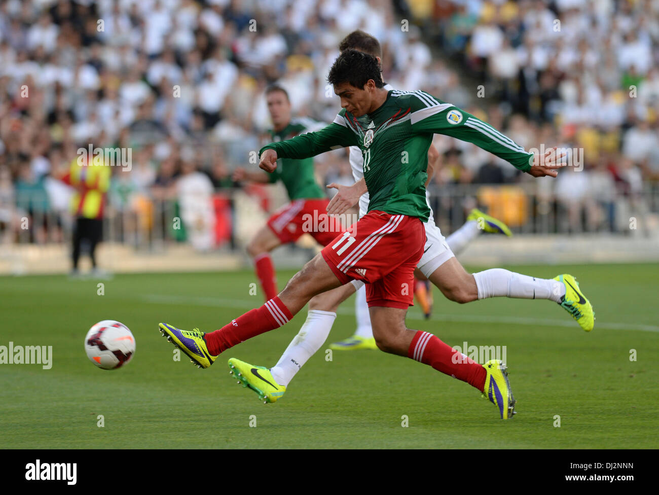 Wellington, New Zealand. 20th Nov, 2013. Raul Jimenez in action during the FIFA Football World Cup Qualifier 2nd Leg match. New Zealand All Whites v Mexico. Credit:  Action Plus Sports/Alamy Live News Stock Photo