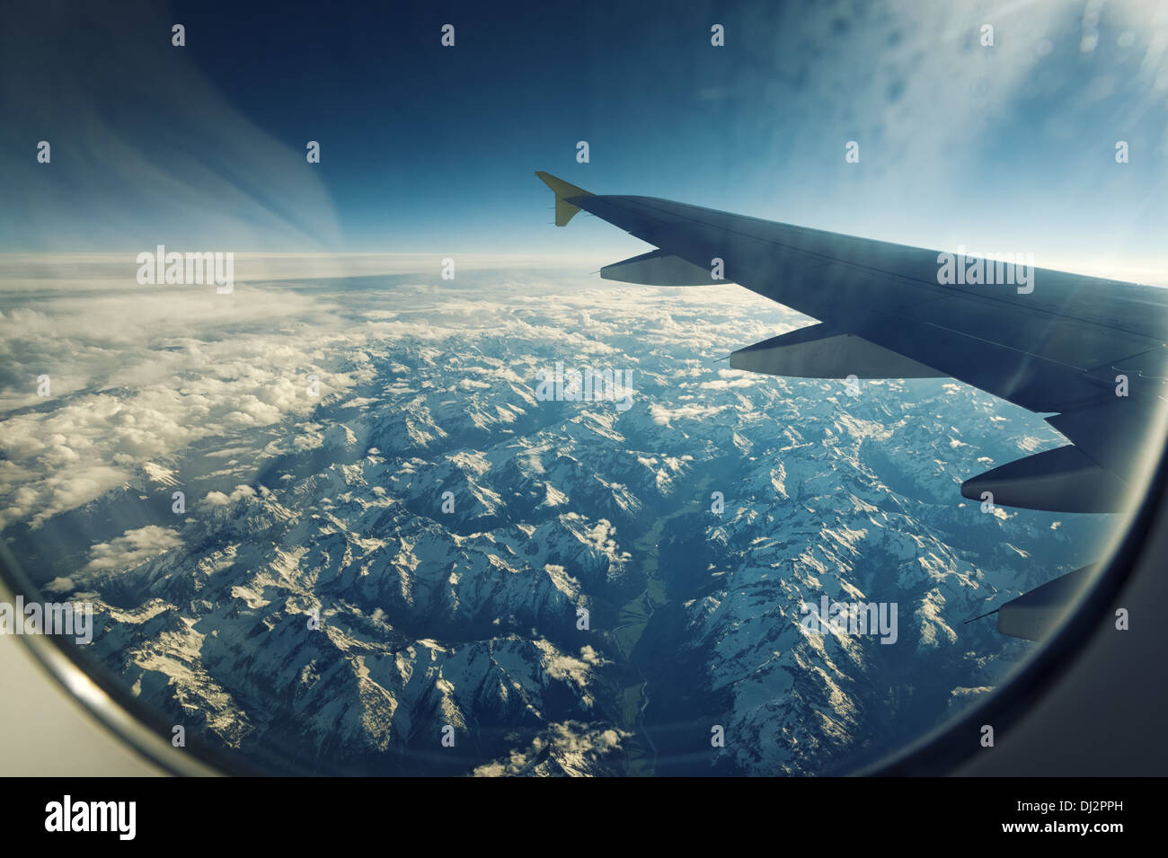 Flying over the Alps Stock Photo