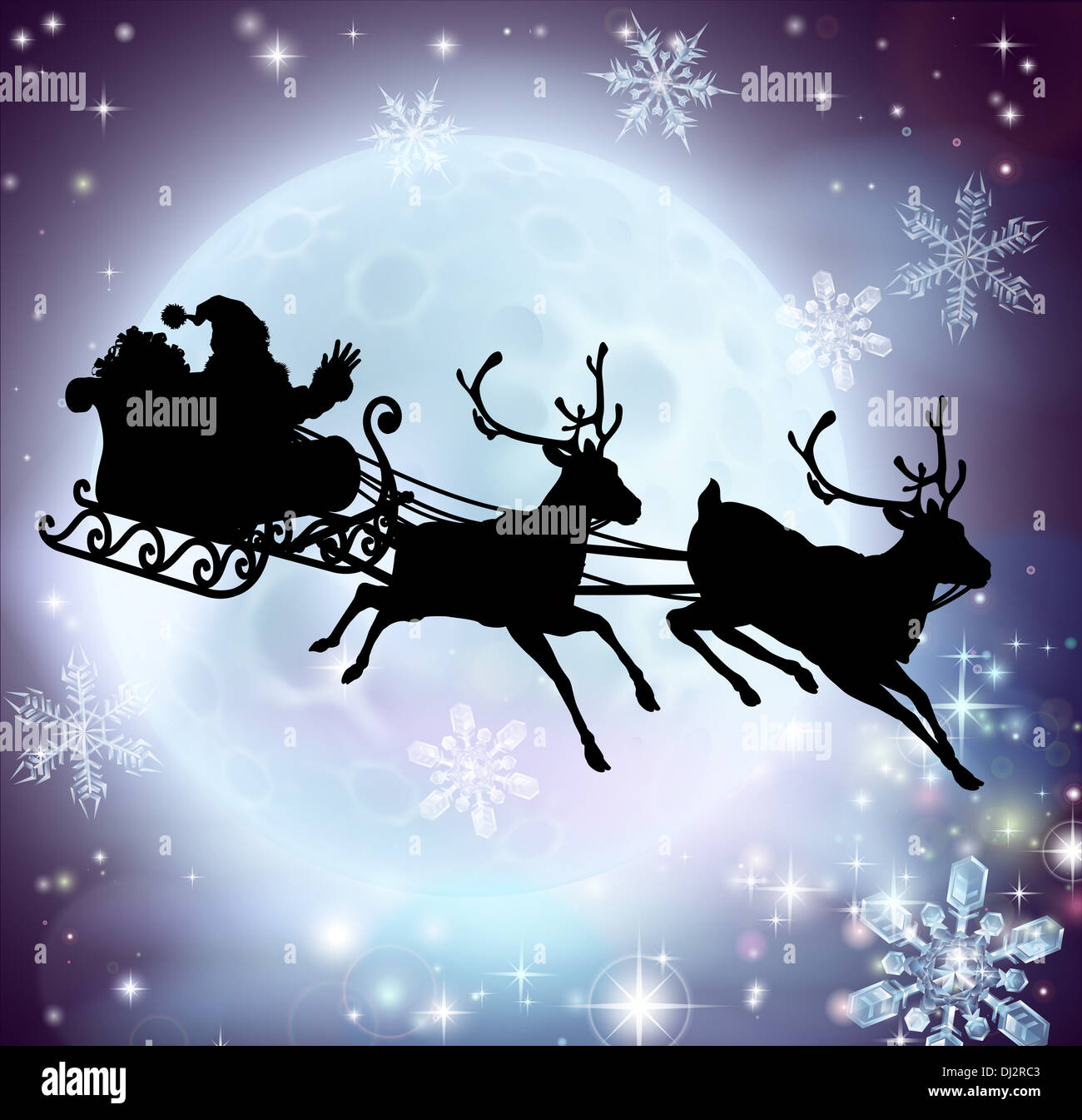 Santa sleigh flying hi res stock photography and images Alamy