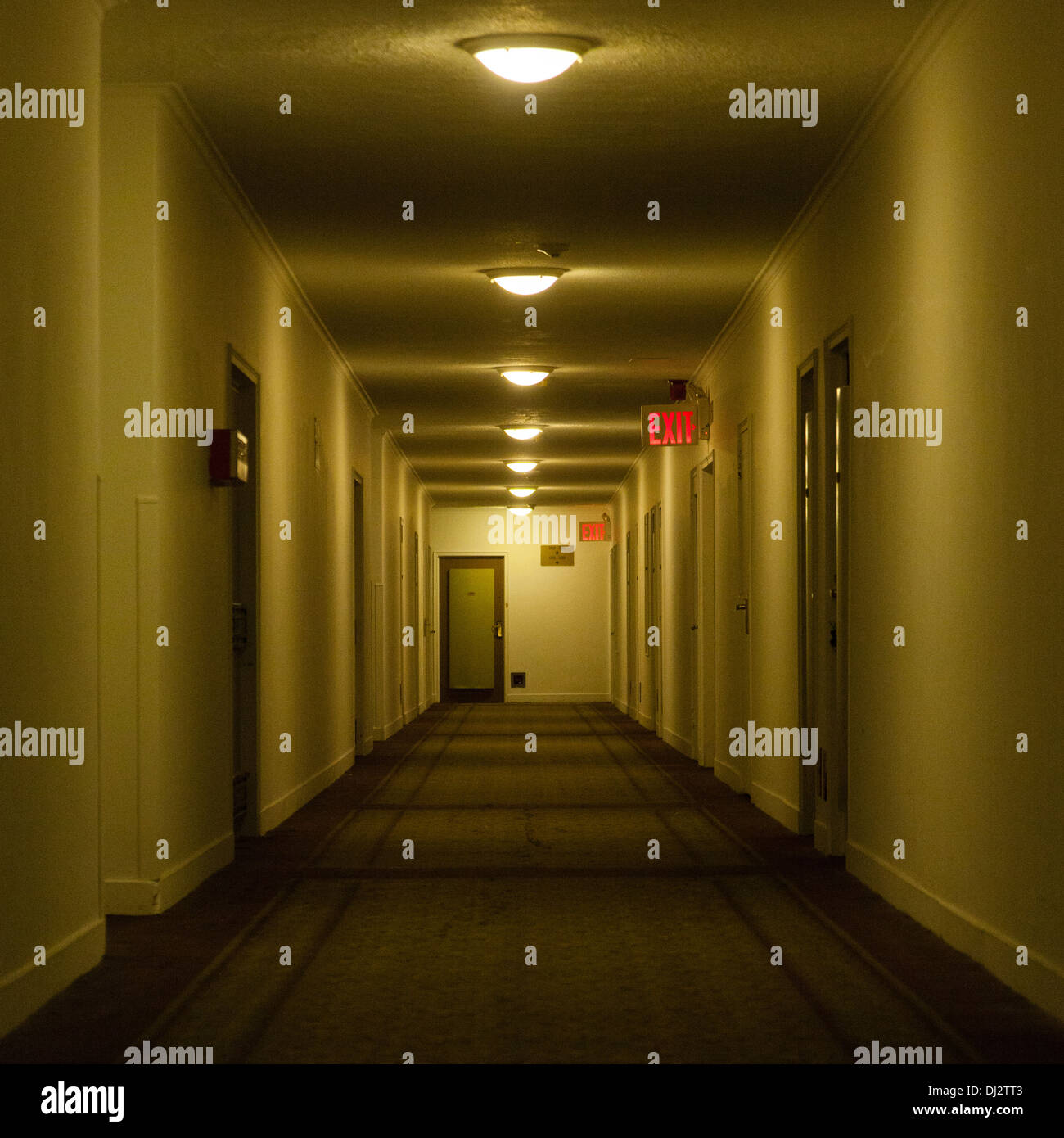 Hotel hallway or passageway, Hotel Pennsylvania, 401 Seventh Ave, New York City, United States of America. Stock Photo