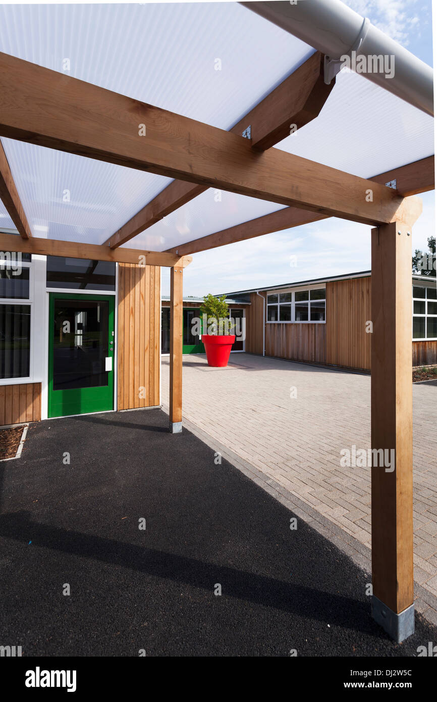 canopy outside infant school playground Stock Photo