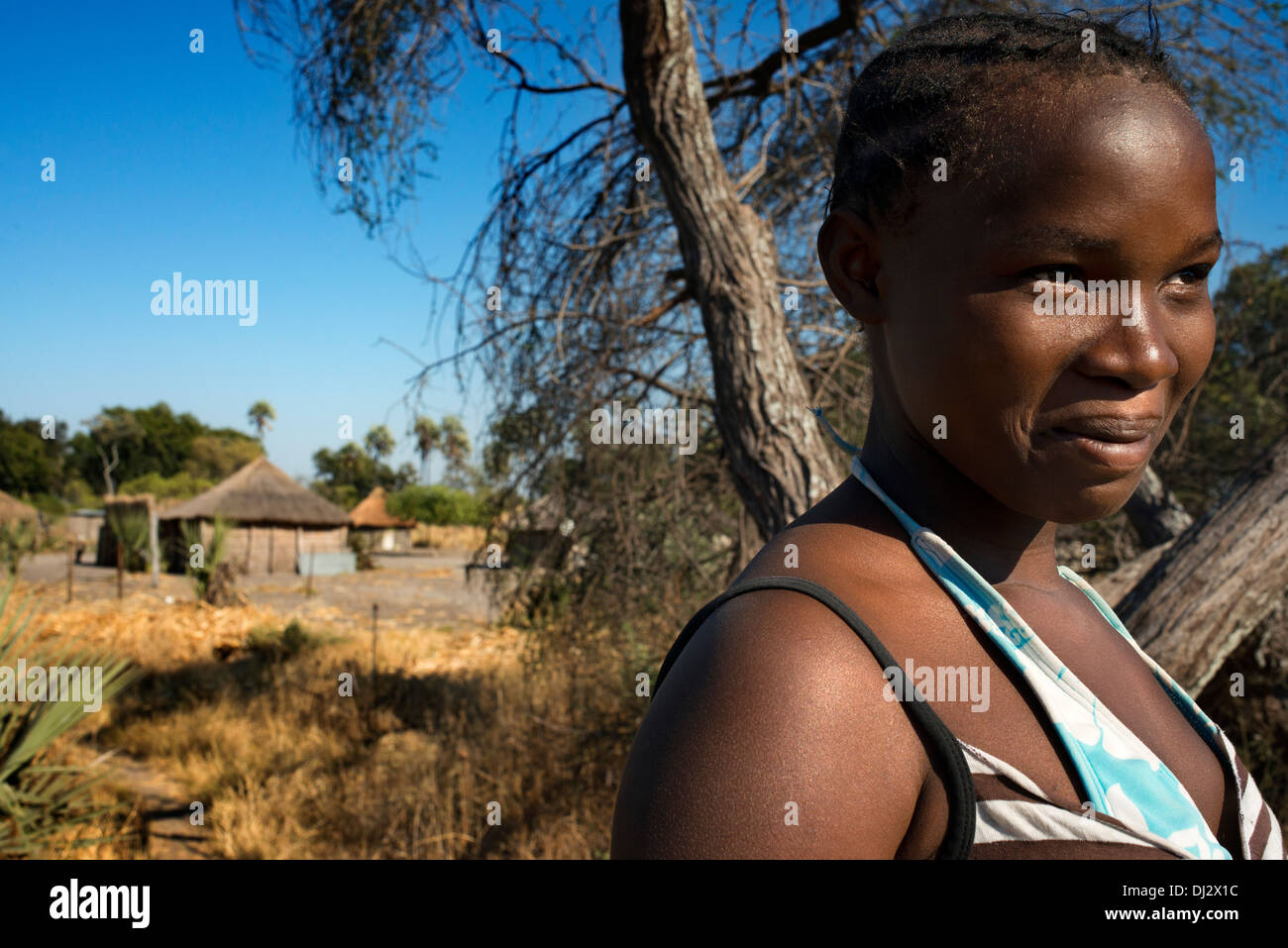 Portrait of a girl Batawana . In the vicinity of Camp Eagle Island Camp ...