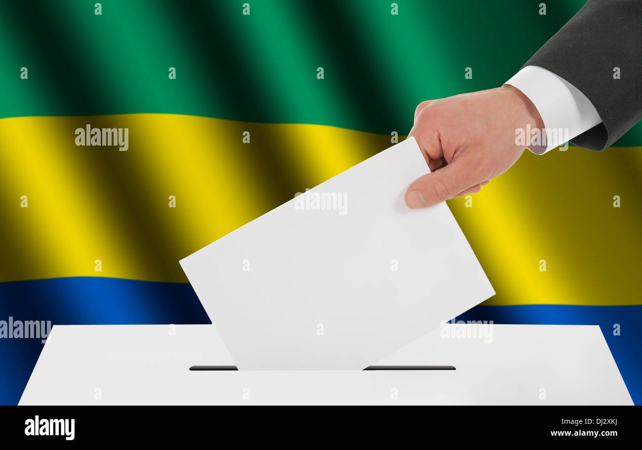 The Gabonese flag Stock Photo