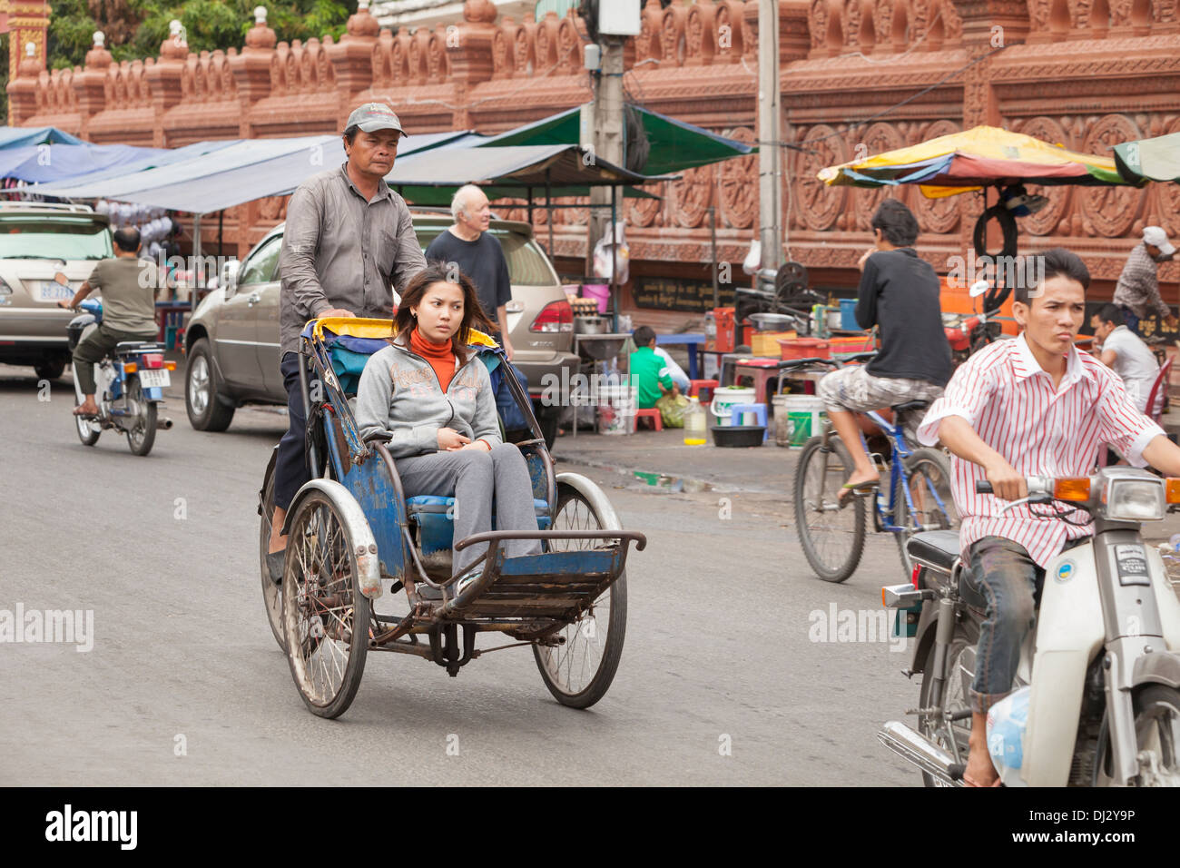 Cyclo in Phnom Penh, Cambodia Stock Photo