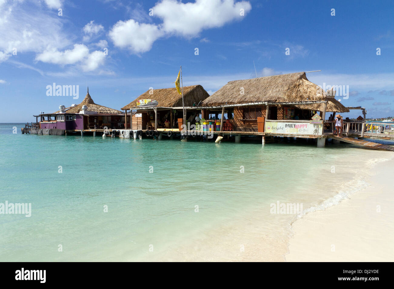 Pelican Pier on the Palm Beach strip on Aruba Stock Photo