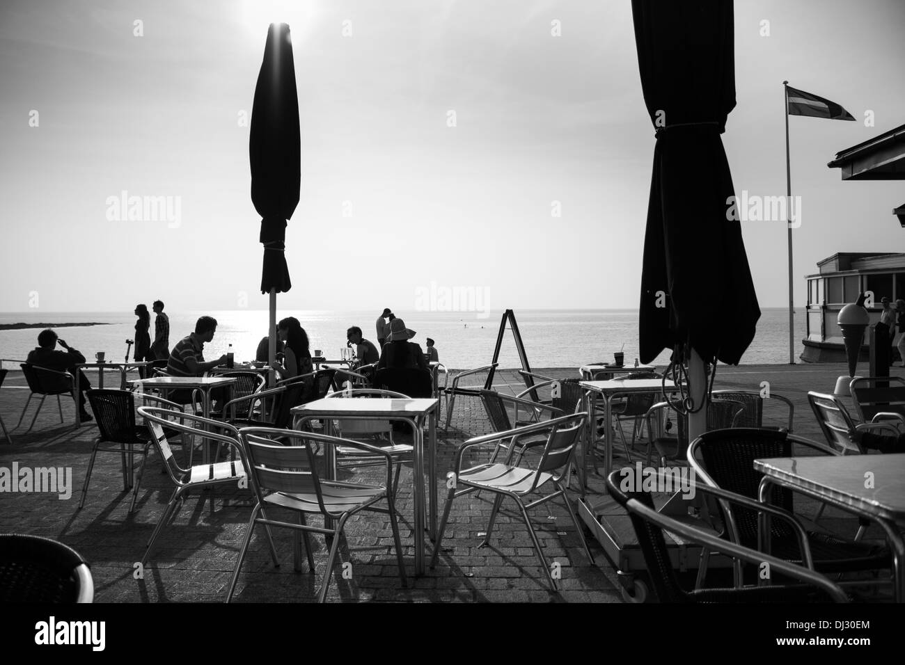 Early evening at a cafe on the Promenade Stock Photo