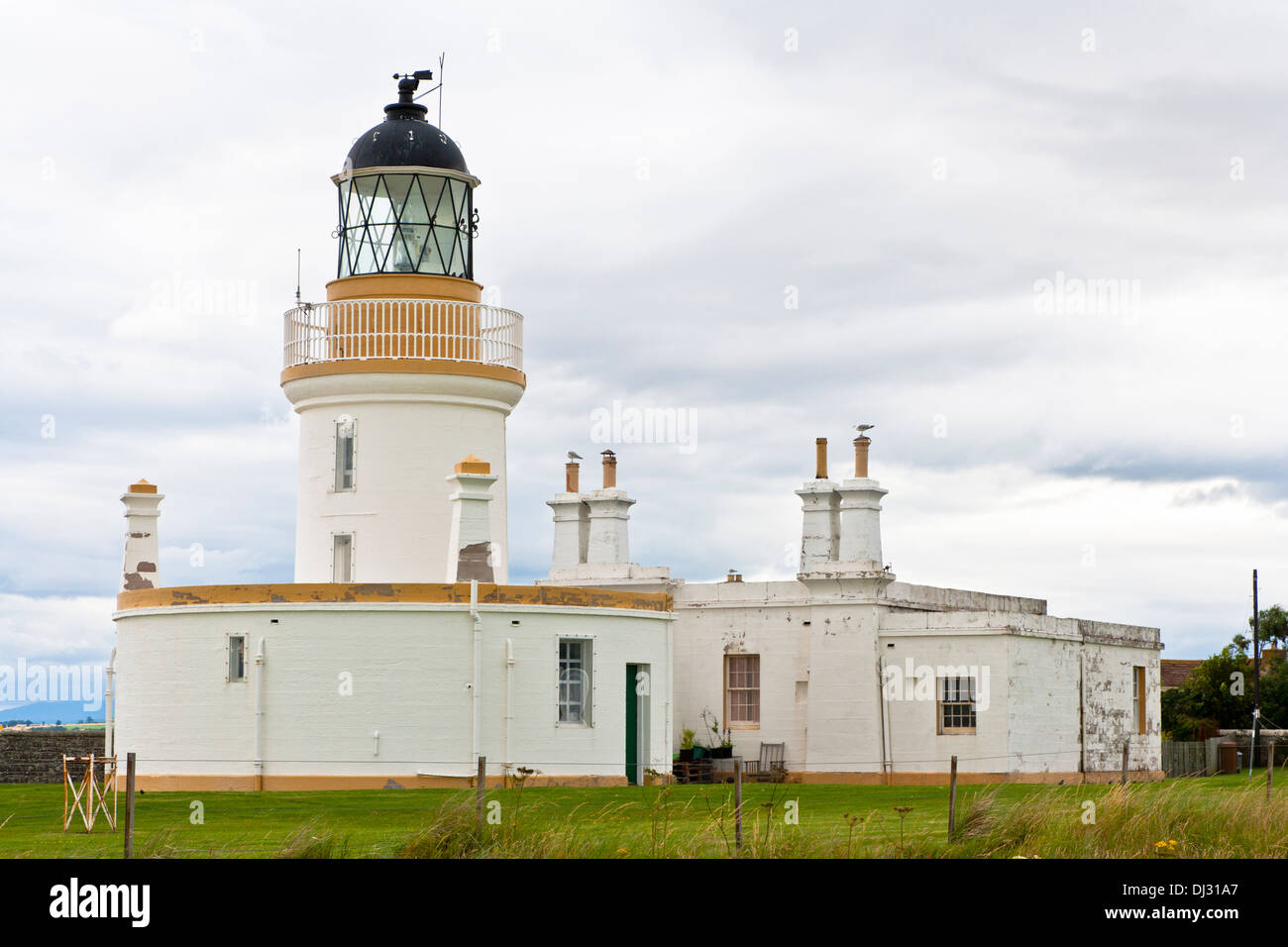 Lighthouse on the Moray Firth at Chanonry Point on the Black Isle in the Scottish Highlands Stock Photo
