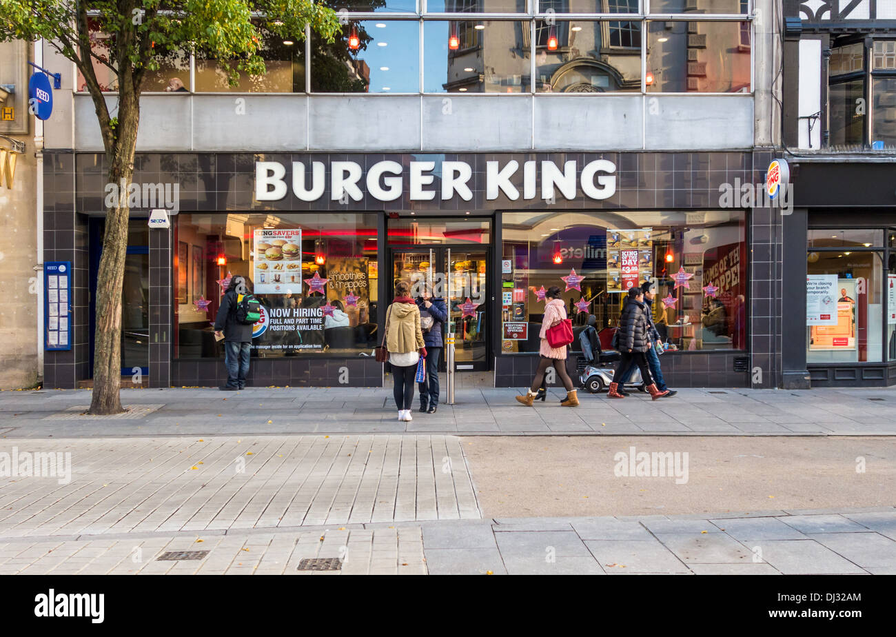 Exeter, Devon, England. The Burger King shop exterior in the city