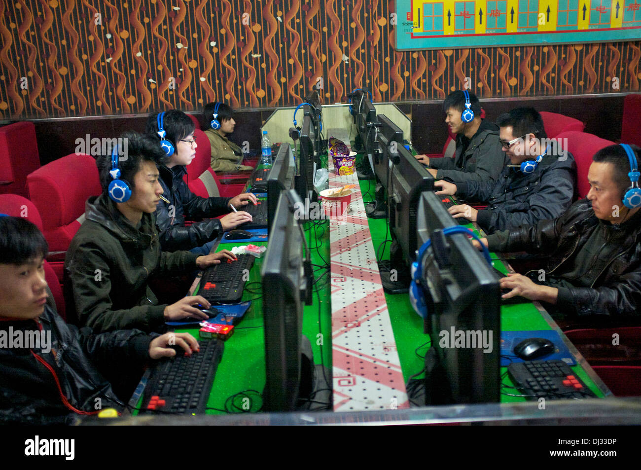 An internet cafe in Beijing, China. 2013 Stock Photo