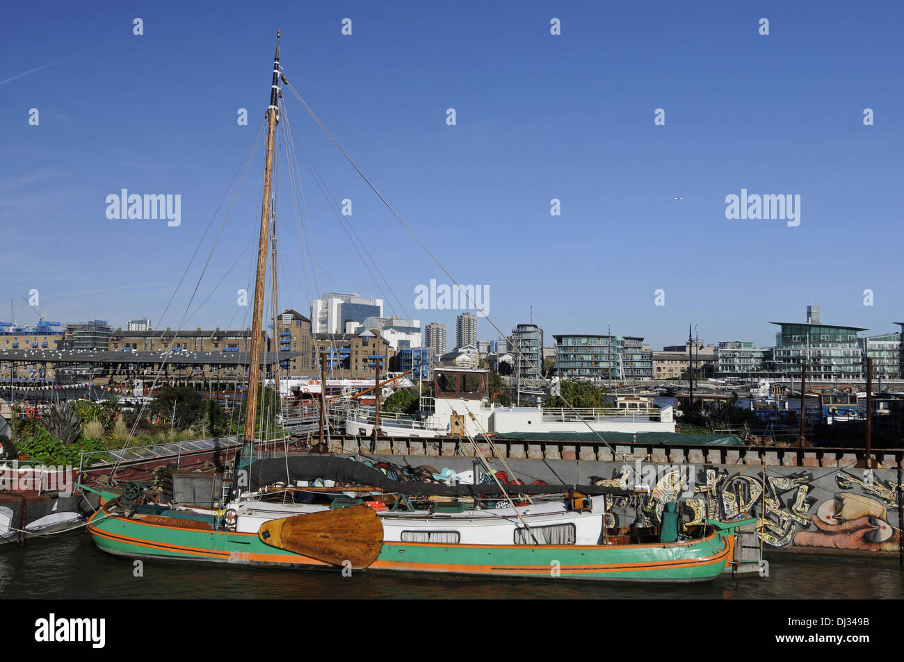 View from Downings Roads Moorings across the River Thames London England Stock Photo