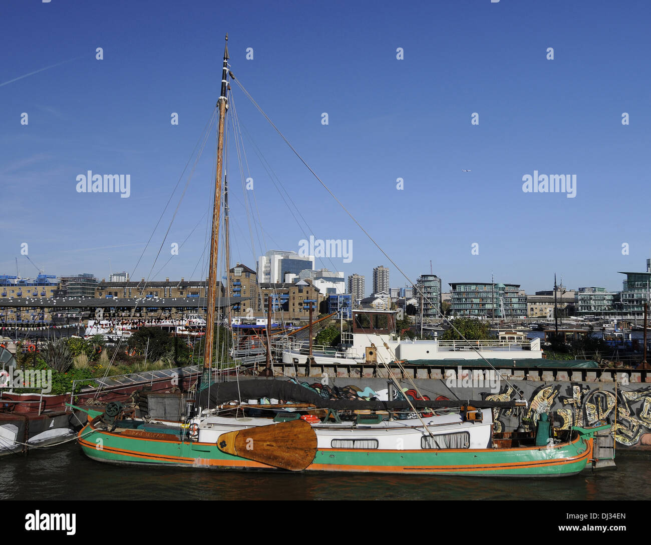 View from Downings Roads Moorings across the River Thames London England Stock Photo