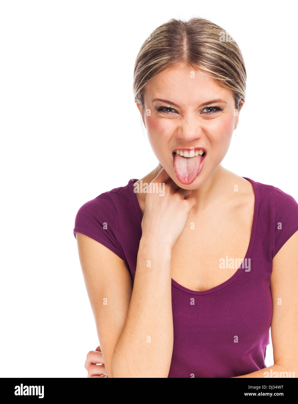 Portrait of a beautiful woman sticking tongue out Stock Photo 62764628