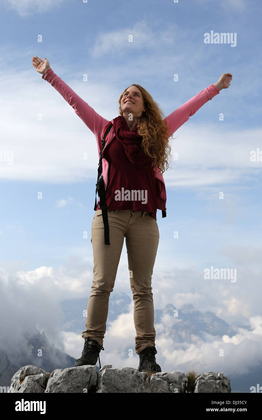 Successful woman mountain hiker hi-res stock photography and images - Alamy