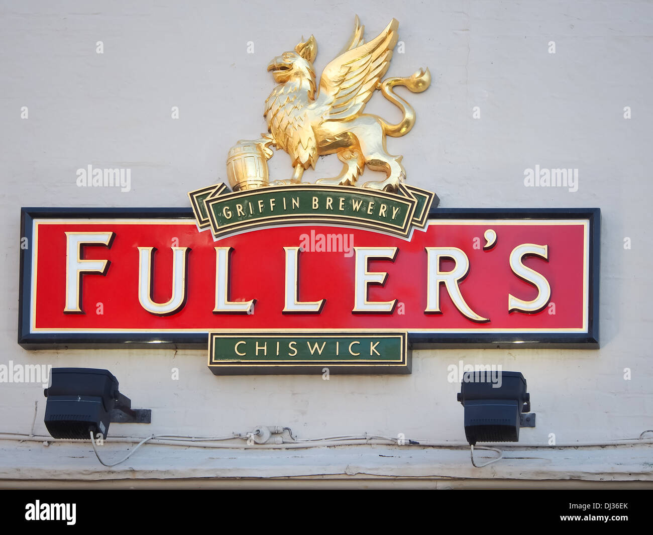 Fullers Brewery sign above a pub Stock Photo