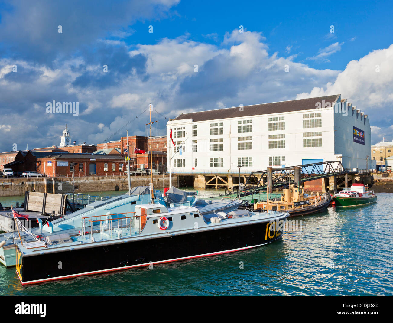 Portsmouth historic dockyard buildings boats hires stock photography