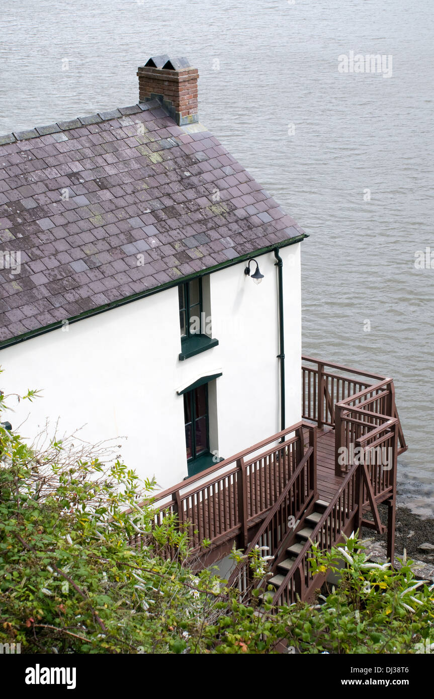 The boathouse at Laugharne where Dylan Thomas lived. Stock Photo