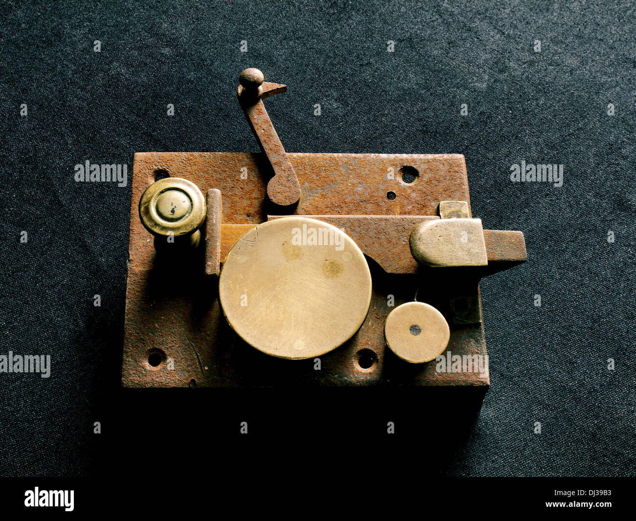 Old rusty snap-lock. Stock Photo