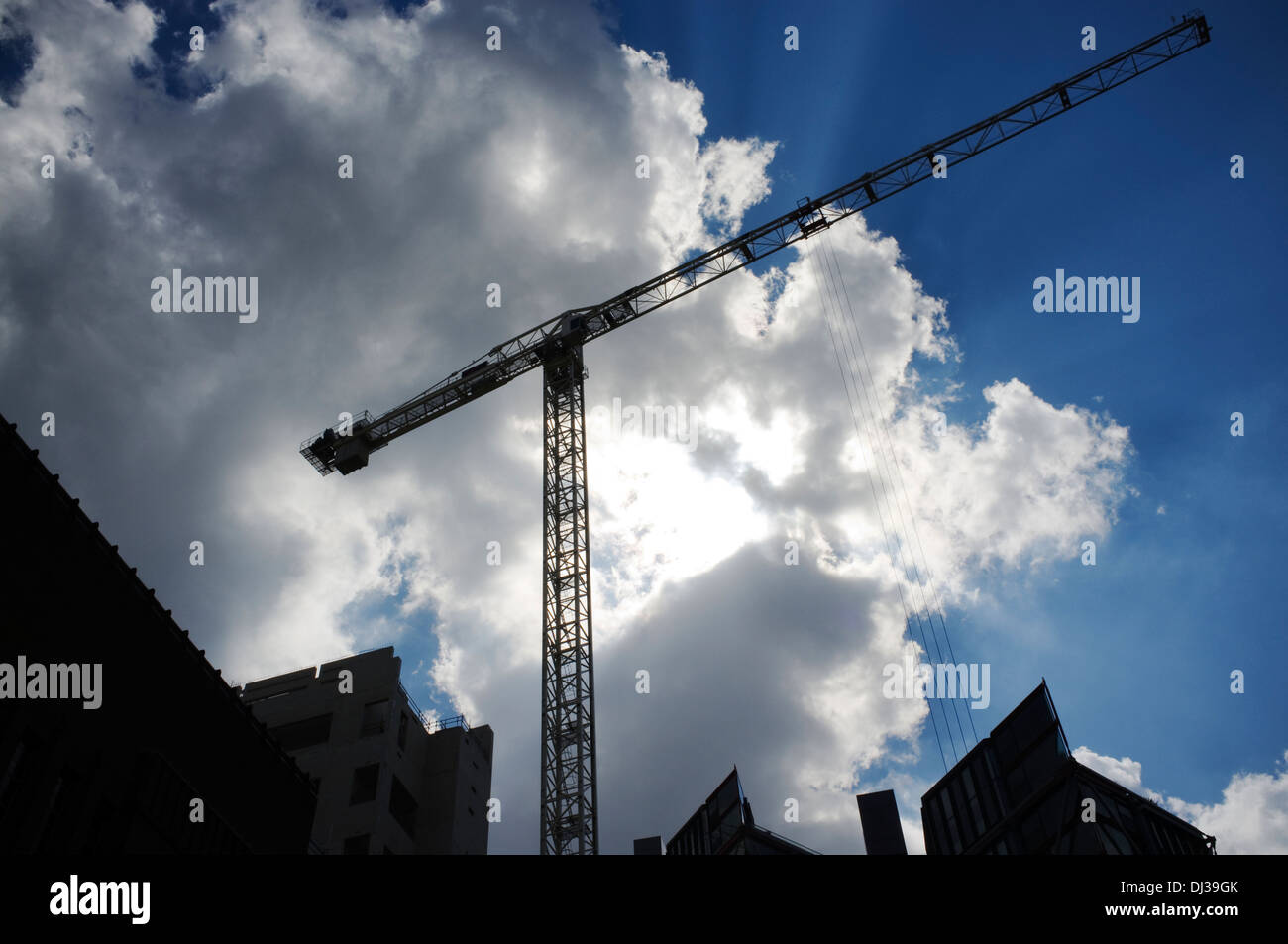 A crane working on the construction of the extension to Tate Modern