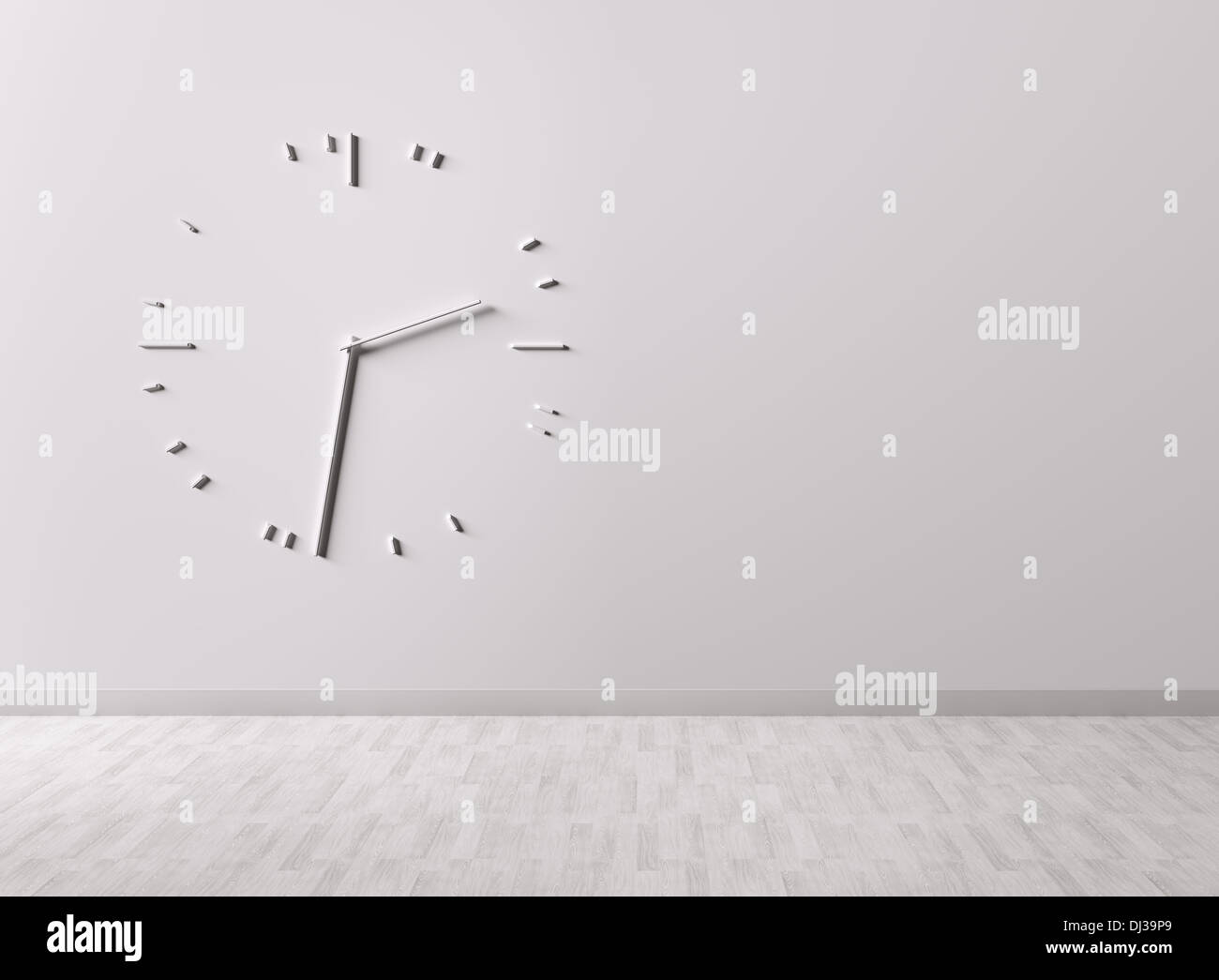 Interior of a room with big clock on the wall Stock Photo - Alamy