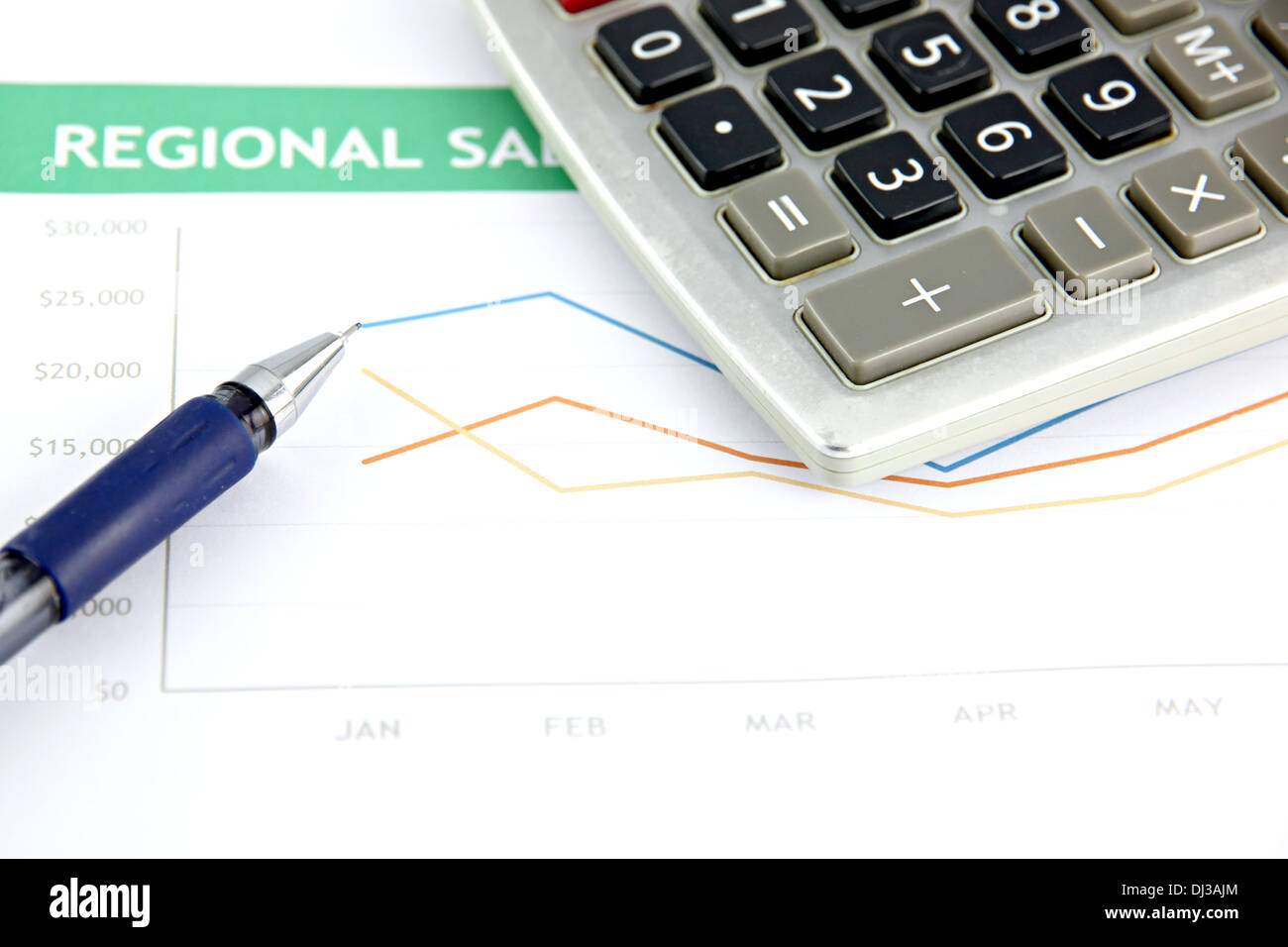 The Picture focus Pen resting on a Sales graph Stock Photo - Alamy