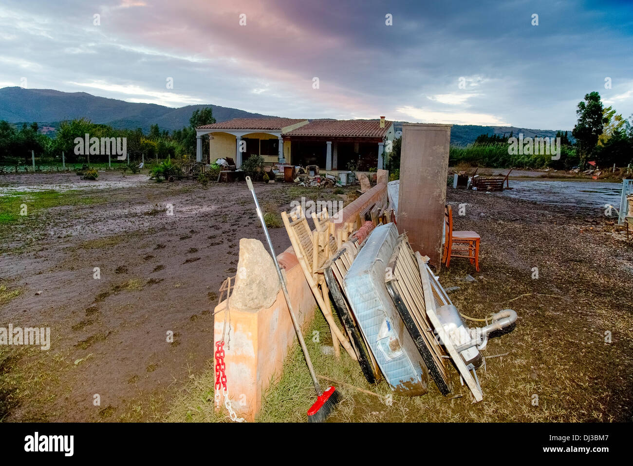 20th Nov,2013 Sardinia Flood Province of Nuoro Between Posada and Torpè. Flooded house all ruined by the water Credit:  Realy Easy Star/Alamy Live News Stock Photo