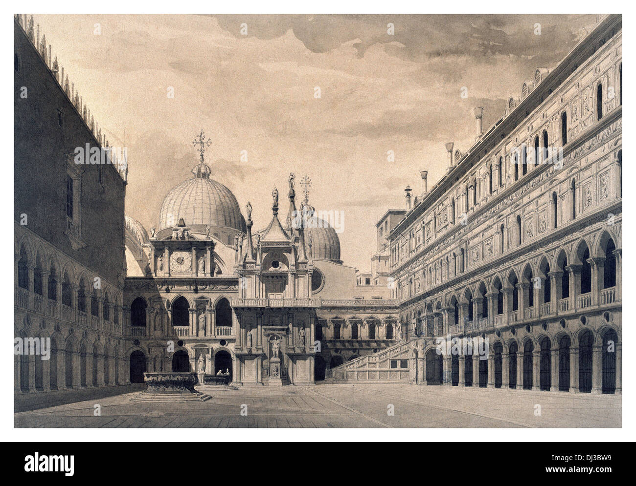 1852 The courtyard of the Doge's palace in Venice by French artist Charles Garnier Stock Photo