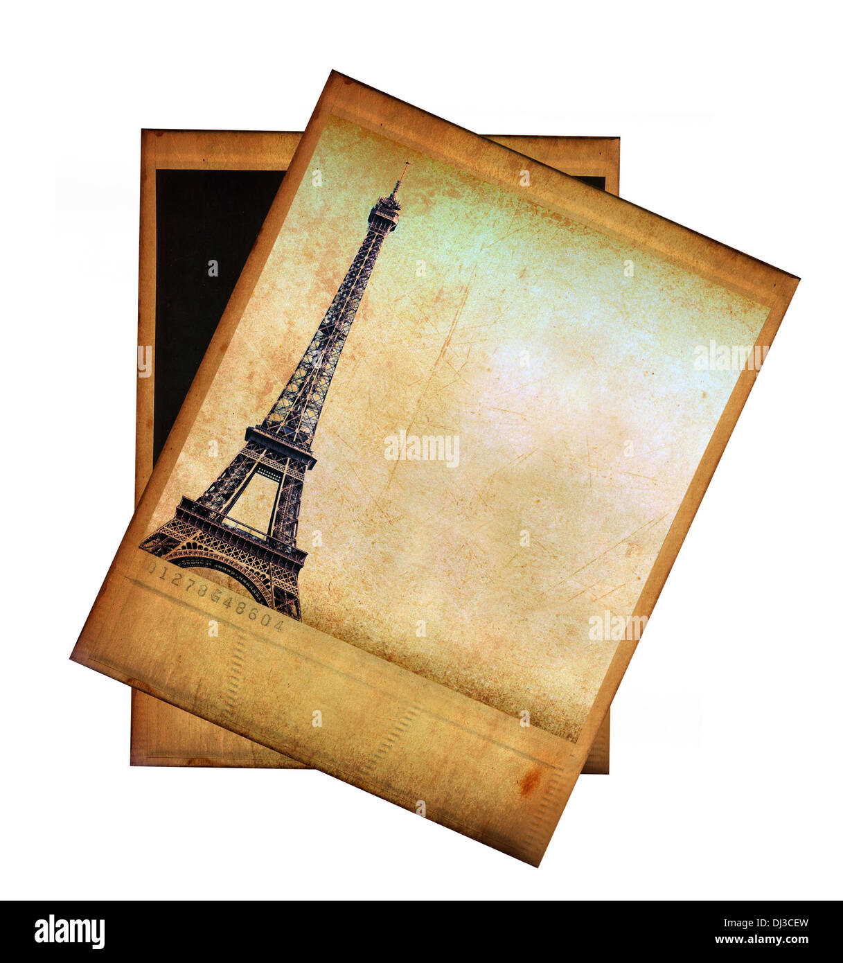 Vintage image of Eiffel tower isolated on white Stock Photo - Alamy