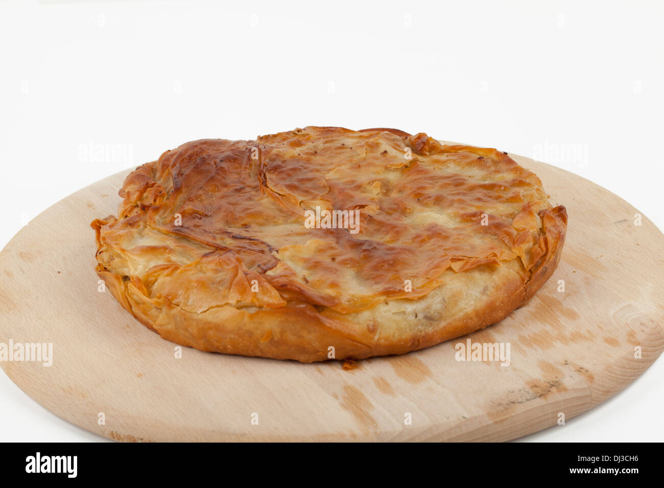 ham and cheese pie on white background Stock Photo