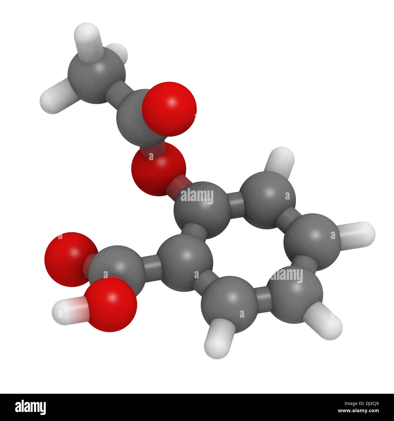 Acetylsalicylic acid molecule, chemical structure. Atoms are