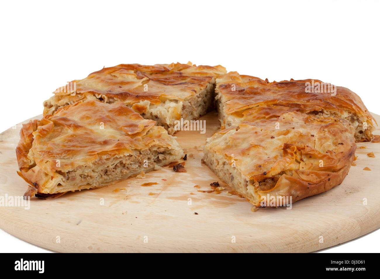 ham and cheese pie on white background Stock Photo