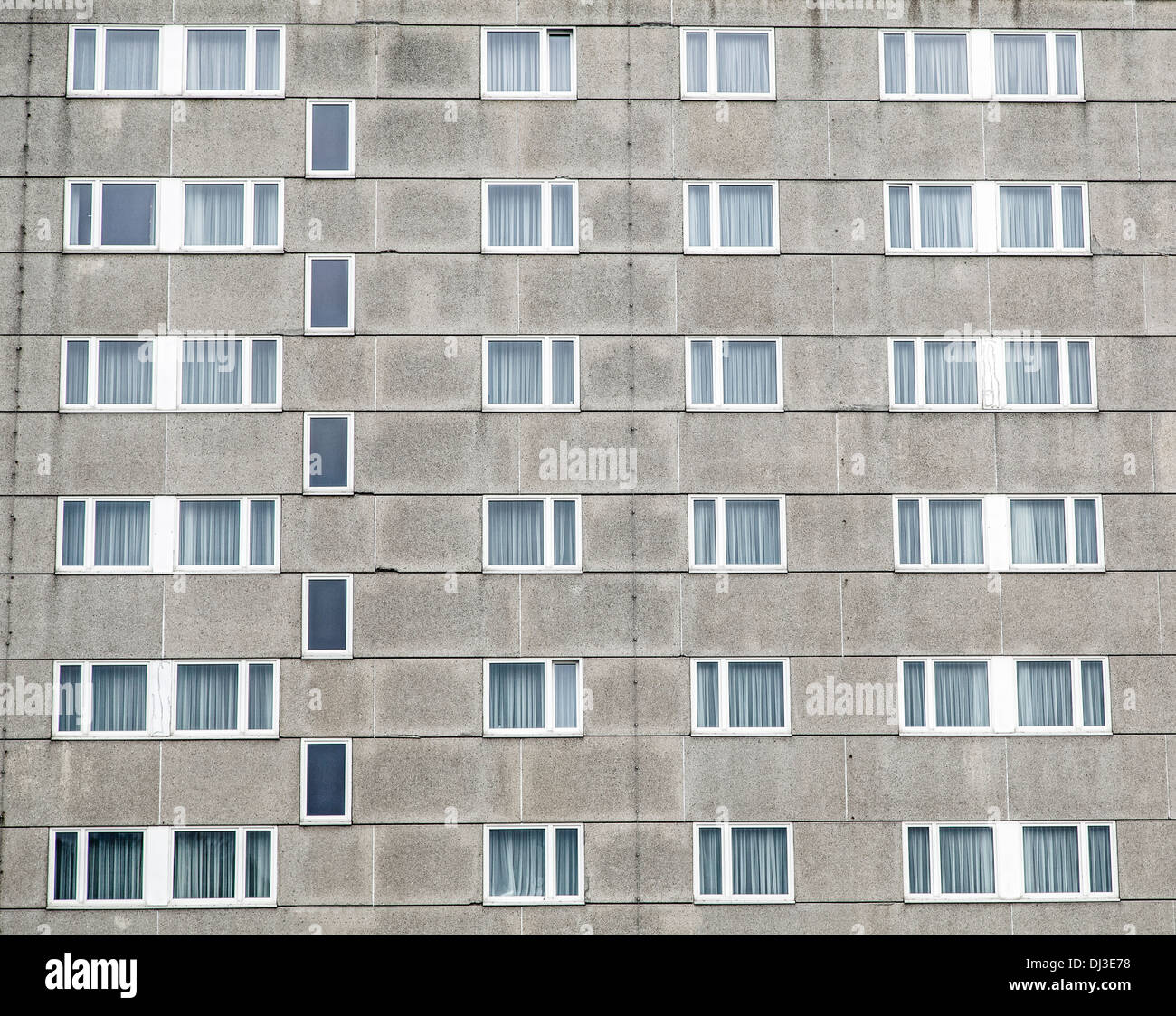 Facade of a typical GDR Plattenbau in Saßnitz, Germany Stock Photo